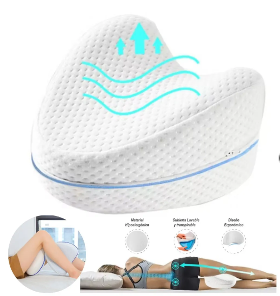 Almohada Ergonómica Viscoelástica para Piernas y Rodillas